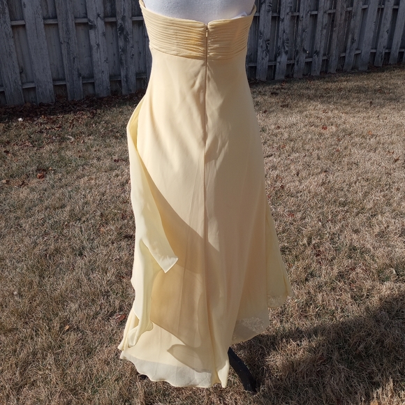 David's Bridal Canary Yellow Strapless Midi Dress - Picture 10 of 16